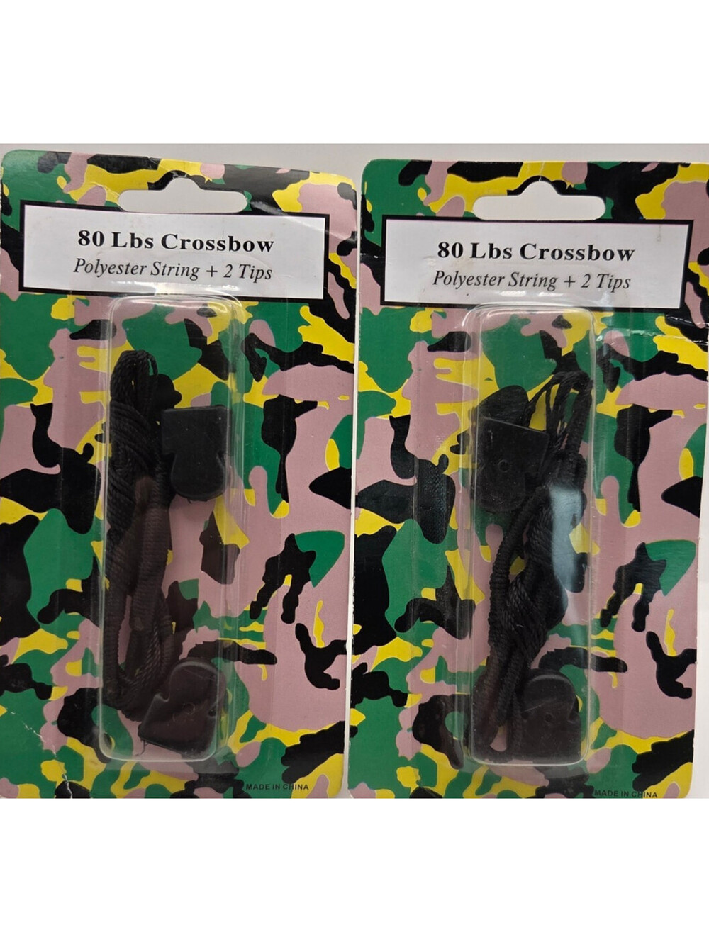 80 Lb Crossbow String Set Lot of 2 Polyester Replacement String + Tips NEW